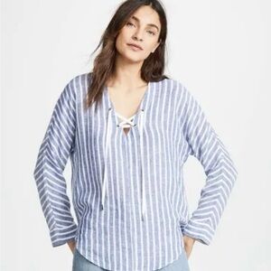 Rails Chambray Blue and White Shirt L Tie Front NWT